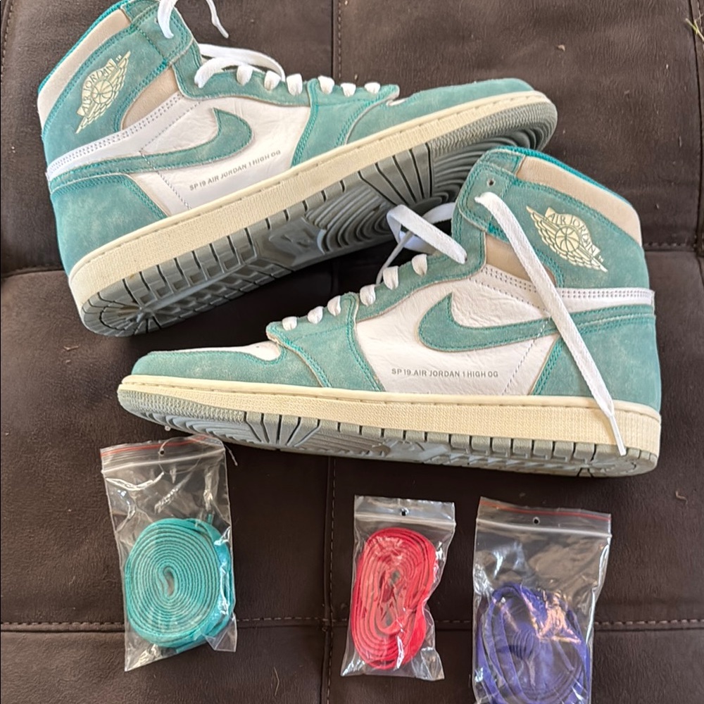 Open to offers Air Jordan High OG Sneakers in Teal and White